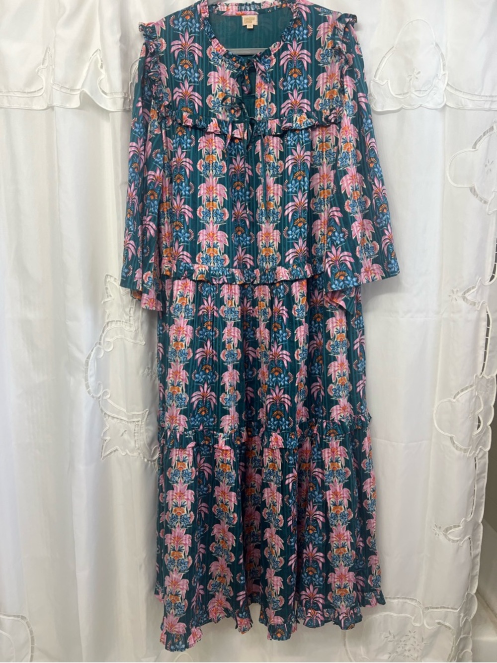 Sunshine Tienda Palm Royale Paradise Maxi Dress XL NWOT Cotton Lurex - Picture 4 of 16